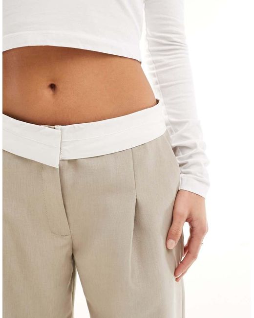 Miss Selfridge White Fold Over Waistband Trouser