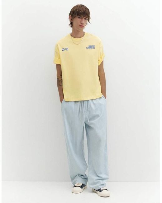Pull&Bear Yellow Stwd Road Trip Graphic T-shirt for men