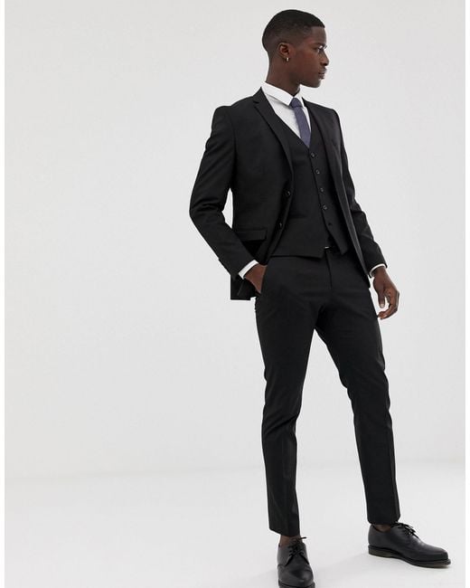 mens black slim fit stretch trousers