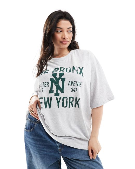 ASOS White Asos Design Curve Oversized T-shirt With The Bronx Graphic