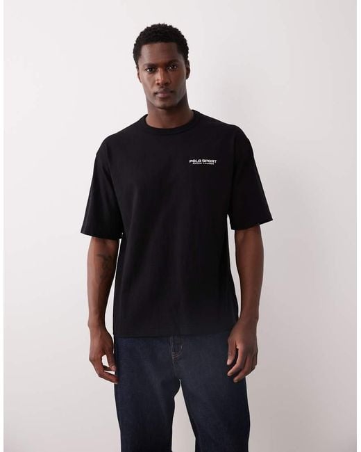 Polo Ralph Lauren Black Sport Relaxed Fit Heavyweight Back Print T-shirt for men