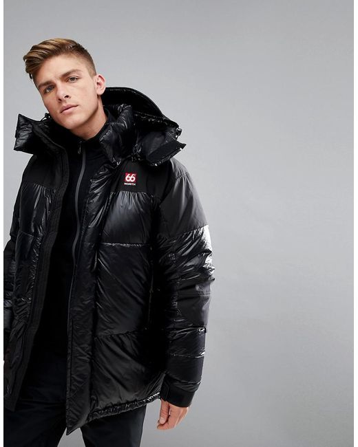 66o North 66 North Tindur Hooded Down Jacket In Black for men