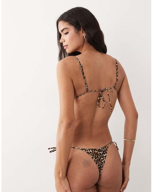 Mango Brown Leopard Print Tie Side Bikini Bottoms