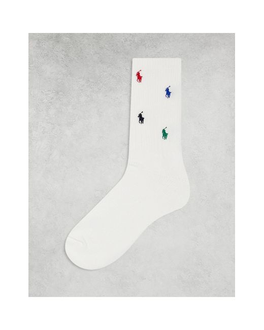Calcetines hueso con logo integral Polo Ralph Lauren de hombre de color White
