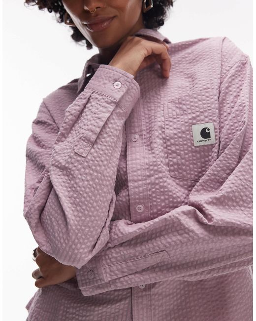 Carhartt Purple Toland Long Sleeve Seersucker Loose Fit Shirt Co-ord