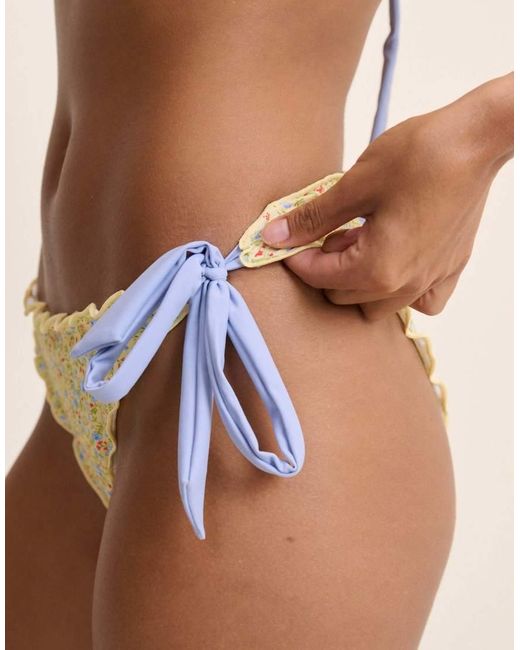 Nobody's Child Brown Ditsy Floral Tie Side Bikini Bottoms