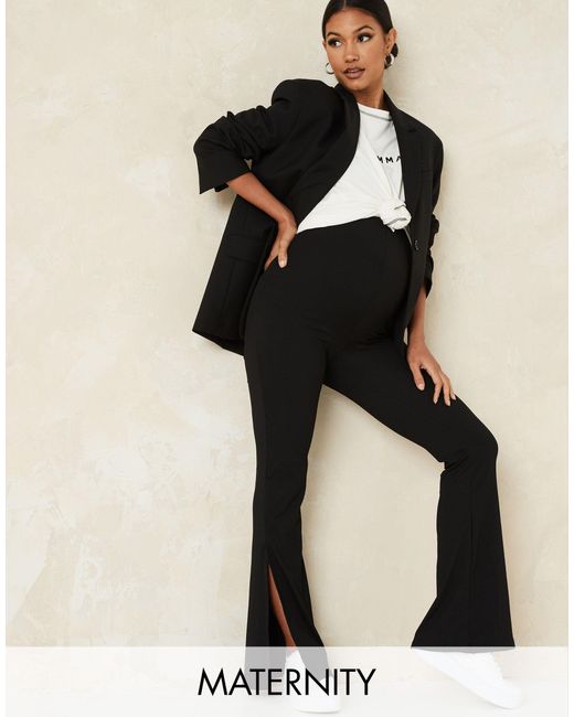 MISSGUIDED black velvet embroidered kick flare trousers | festival flares