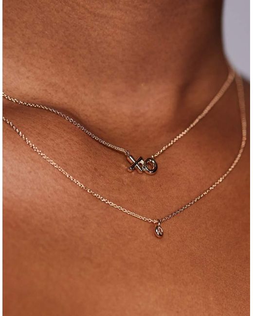 ALDO Brown Xolove Multirow Choker Necklace With Xo Charm