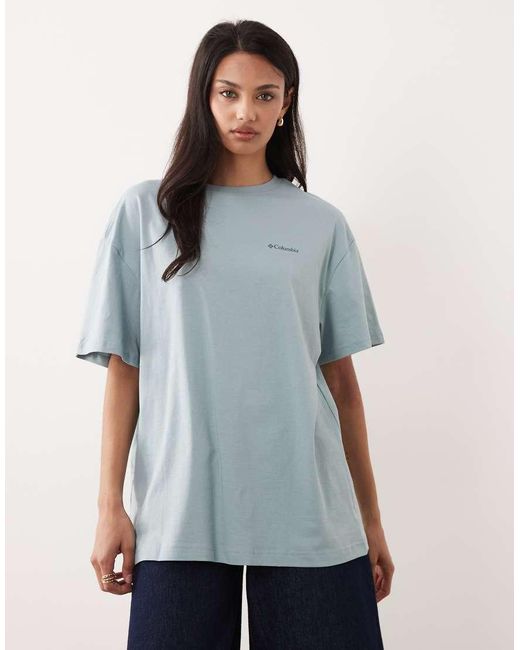 Columbia Blue Rolling Bend Graphic Oversized T-shirt