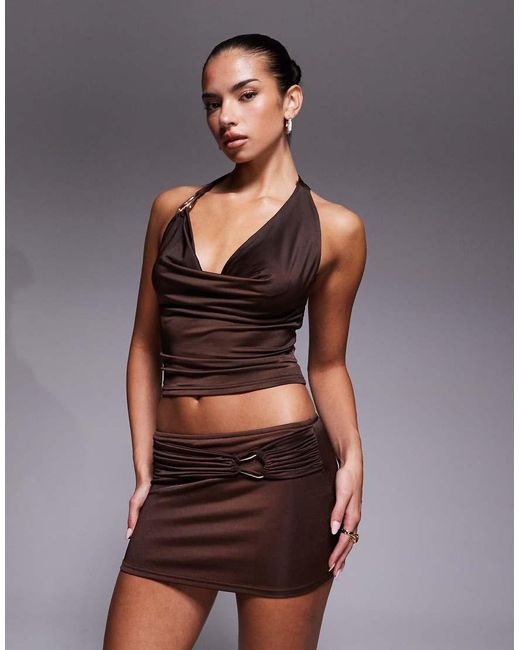 Edikted Brown Isaiah Abstract Ring Mini Skirt