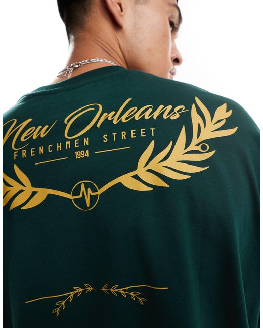 Camiseta ultragrande con estampado en la espalda ASOS de hombre de color Green