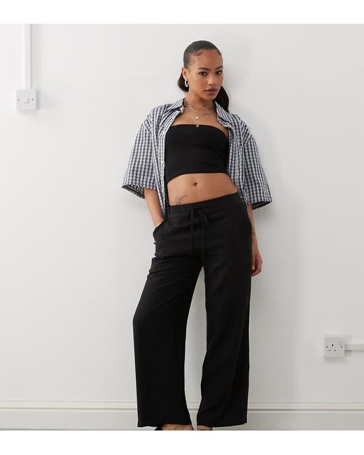 Pantalones Negros Sueltos De Mezcla De Lino De Noisy May de color Black