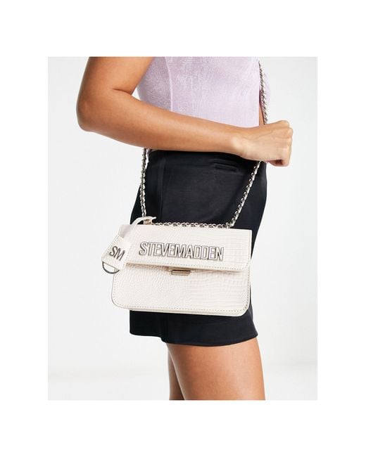 Steve Madden Bstakes Logo Chain Cross Body Bag in Natural Lyst UK