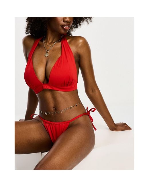 ASOS Red Fuller Bust Exclusive Mix And Match Moulded Supportive Bikini Top