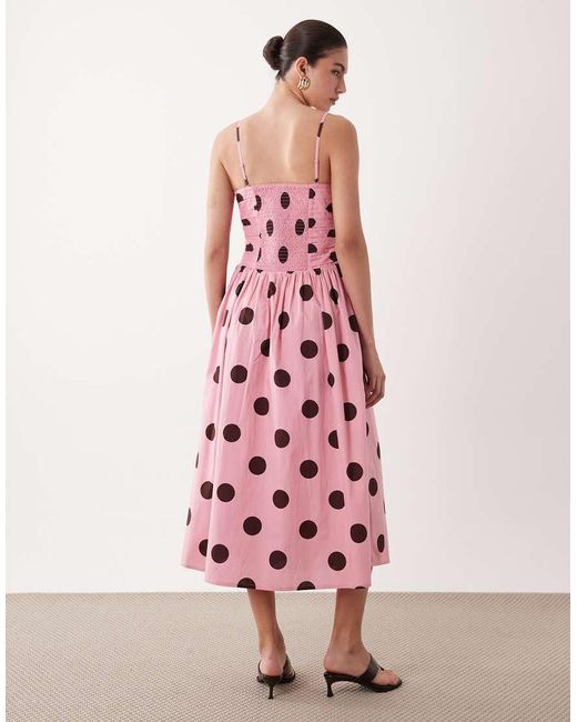 Nobody's Child Pink Felicity Cotton Cami Pleated Bust Midi Dress