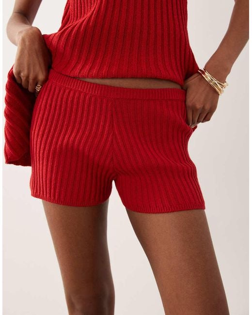 ASOS Red Knit Pleated Shorts