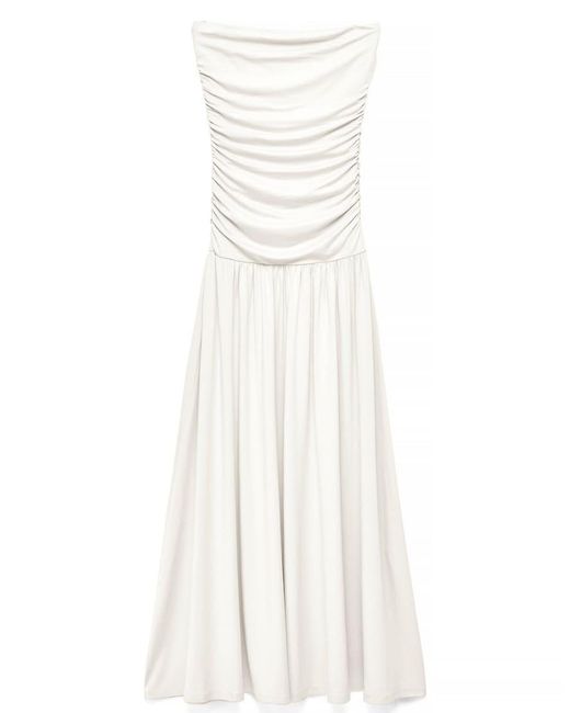 NA-KD White Flowy Tube Maxi Dress