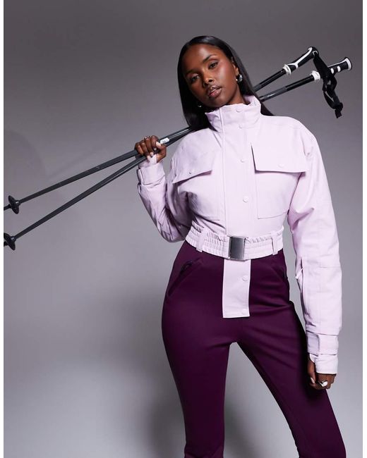 ASOS 4505 Ski & Snow Purple Asos 4505 Ski Colourblock Funnel Neck Belted Kick Flare Ski Suit
