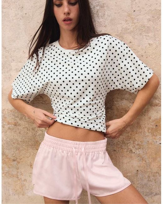 Stradivarius Natural Satin Mini Shorts