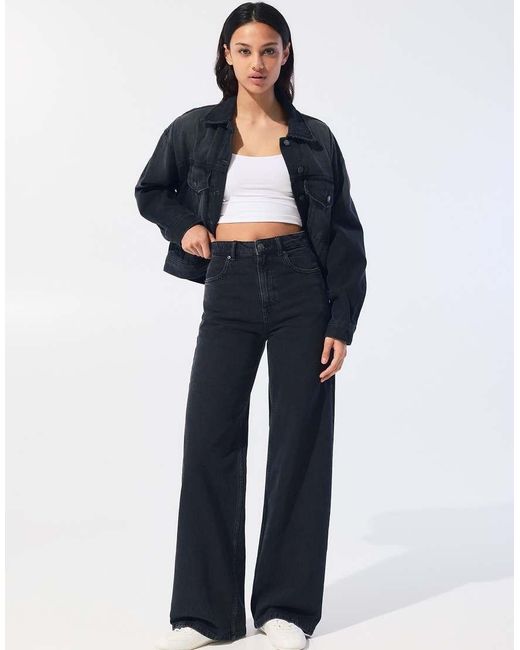 Pull&Bear Jeans Met Hoge Taille En Wijde Pijpen in het Blue