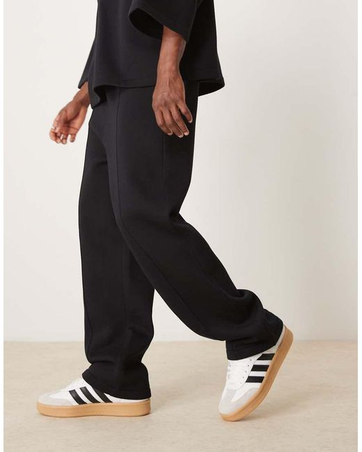 ASOS Joggingbroek Met Wijde Pijpen En Plooien in het Black voor heren