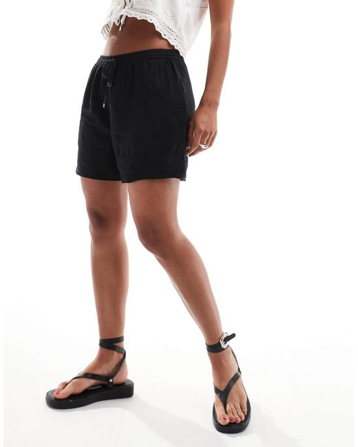 Short décontracté en lin mélangé à cordon Mango en coloris Black