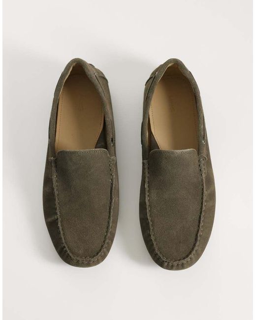 Mango Green 100% Suede Drivers With Grommet Detailing for men