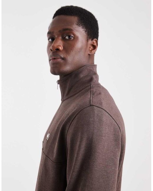 Tommy Hilfiger Brown Chest Flag Logo 1/4 Zip Up Jumper for men