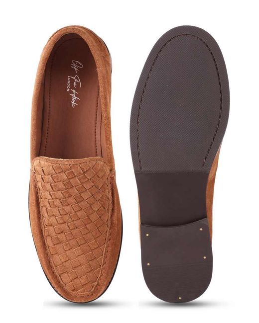 OFF THE HOOK Brown Orson Leather Woven Loafers for men