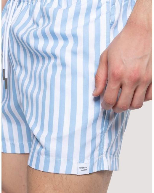 Apreslife Blue Stripe Swim Shorts for men