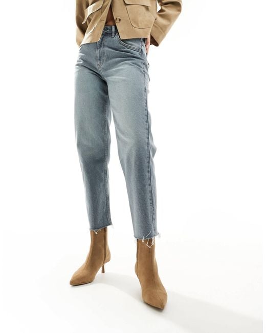 Stradivarius Blue Suede Leather Heeled Boot