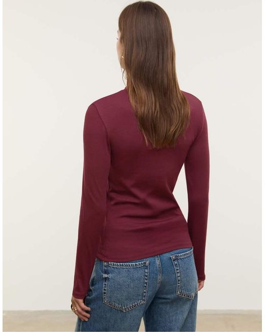 Stradivarius Pink Basic High Neck T-shirt
