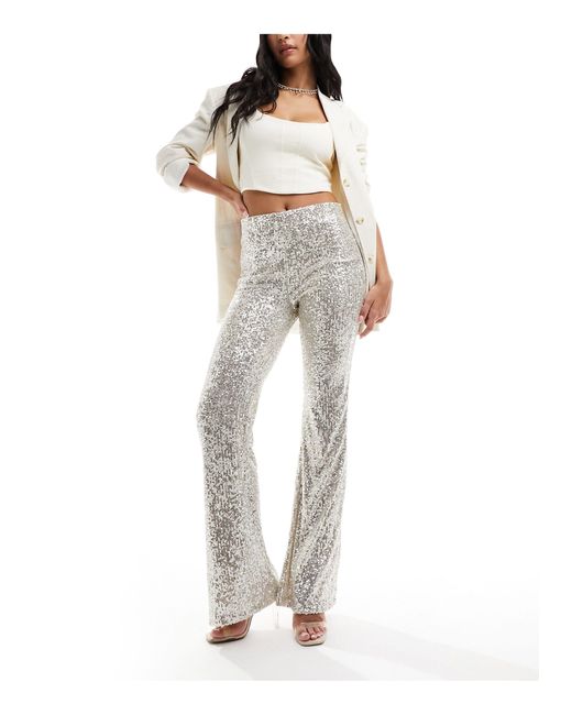 Mango Natural Sequin Trousers