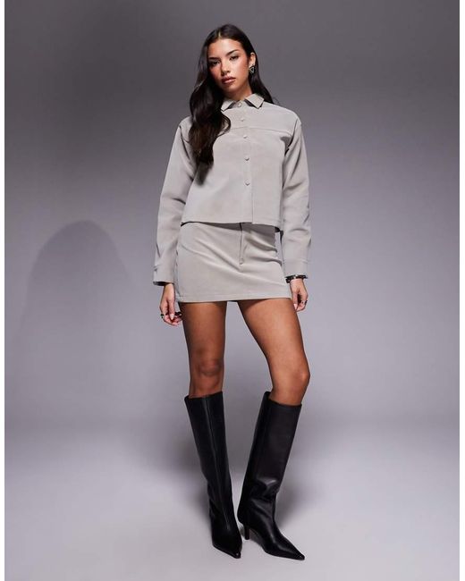 ASOS Natural Textured Leather Look Oversized Shirt