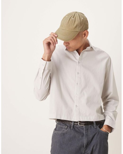 ASOS Natural Boxy Oversized Poplin Shirt for men