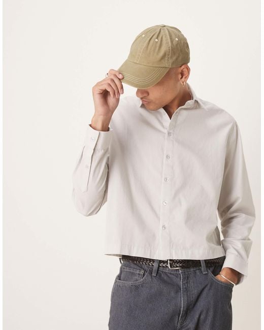 ASOS – kastiges oversize-hemd aus popeline in Natural für Herren