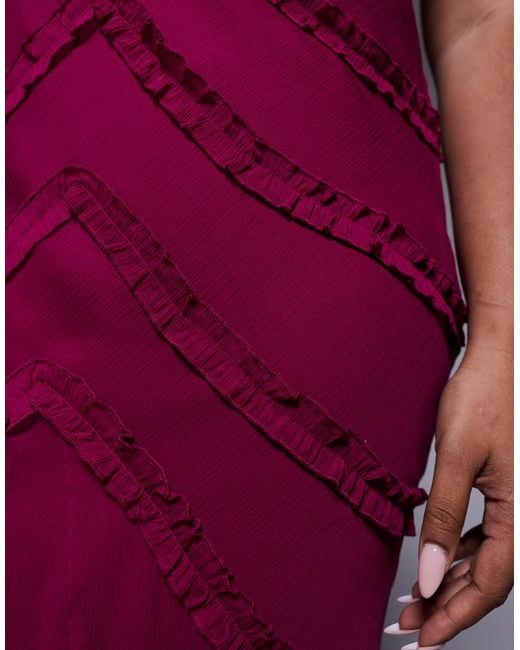 ASOS Purple Asos Design Curve Cami Ruffle Detail Maxi Dress