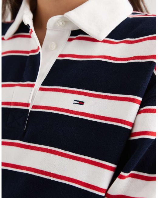 Tommy Hilfiger Black Flag Logo Relaxed Fit Rugby Top