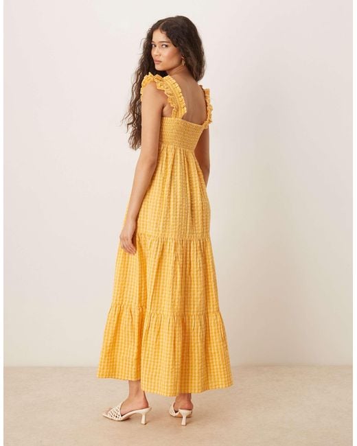 Nobody's Child Yellow Maya Tiered Midi Dress