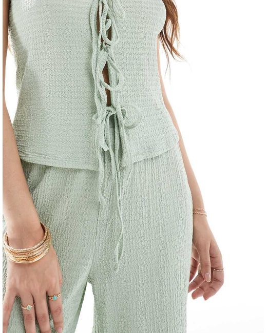 Vero Moda White Textured Jersey Tie-front Top