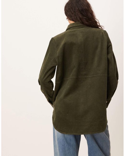 Jdy Green Relaxed Fit Cord Shacket
