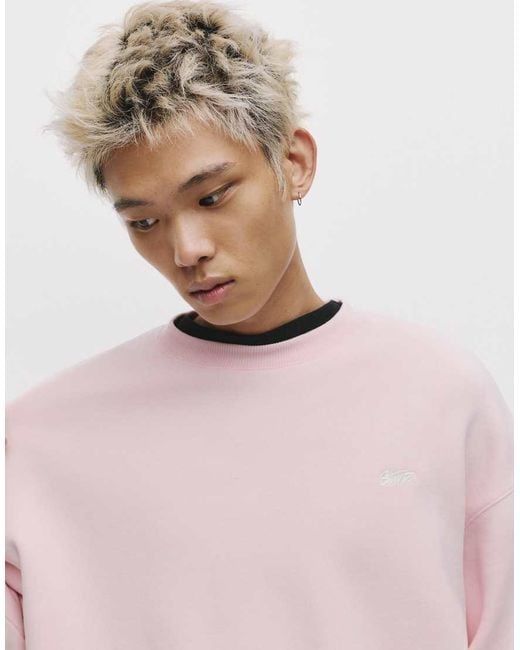 Pull&Bear Pink Round Neck Stwd Sweatshirt for men