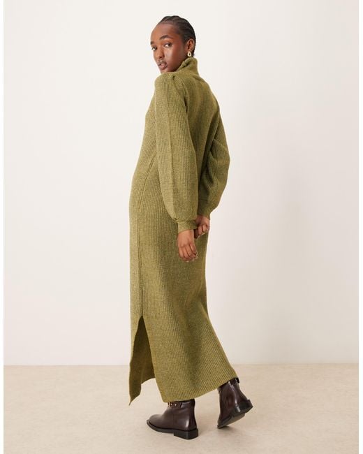 Y.A.S Green Roll Neck Long Sleeve Knit Dress