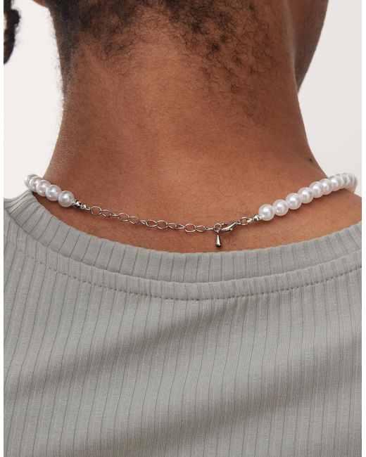 FADED FUTURE Brown Pearl And Metal Beaded Necklace for men