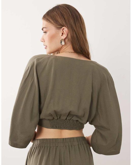 ASOS Brown Batwing Wrap Detail Top