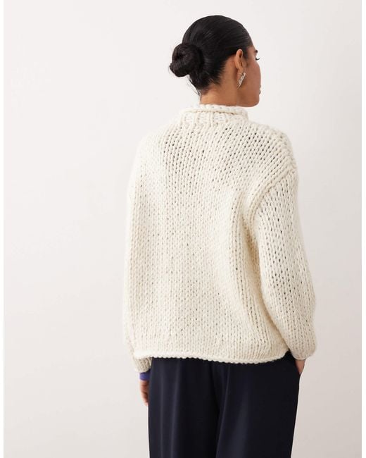ASOS Natural Hand Knit Chunky Cable Crew Neck Jumper