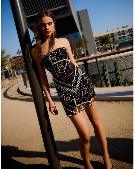 Bershka Black Tulle Bandeau Mini Dress