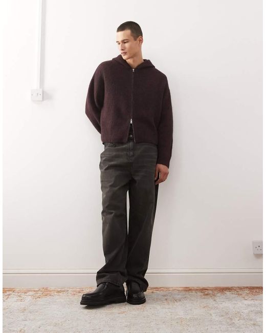 Sudadera Con Capucha De Punto De Mezcla De Lana Premium De -Rojo Weekday de hombre de color Black