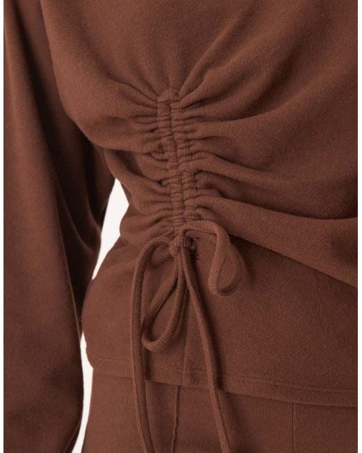 ASOS Brown Supersoft Ruched Detail Long Sleeve Top Co-ord