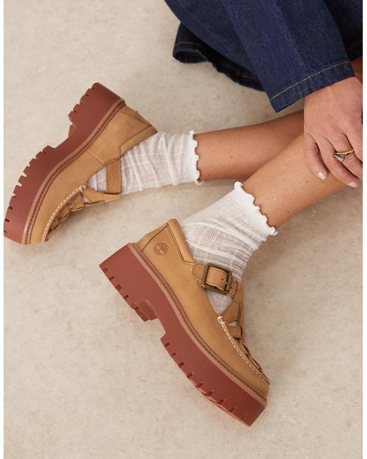 Zapatos Estilo Merceditas Con Plataforma De Nobuk Stone Street De -Neutro Timberland de color Brown